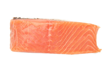 Fillet of red fish salmon isolated on white background.