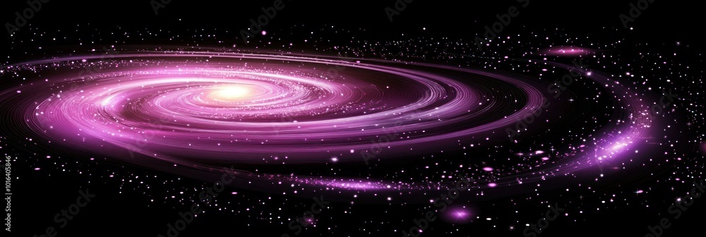 Wall mural a vibrant spiral galaxy with swirling purple hues and distant stars.