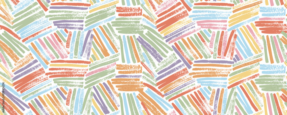 Poster colorful weave seamless pattern with straight brush stokes. rough textures lines in different direct