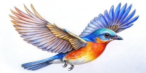 Fototapeta premium An easy bird sketch illustrates basic drawing methods, making it perfect for beginners and kids to practice their artistic skills and explore creativity in flight.