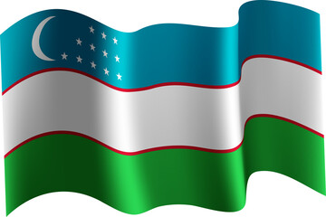 Uzbekistan Realistic 3D Waving Flag