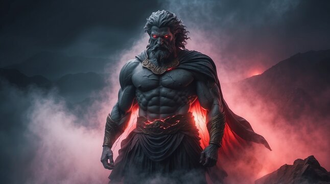 a Greek stoic man made of gray stone with cracks