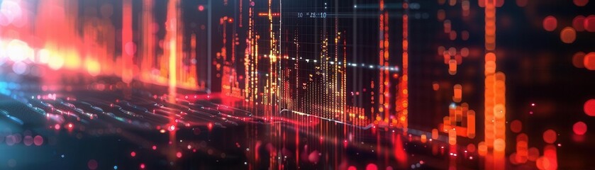 Fototapeta premium Visualizations of data and complex information charts, graphs, dynamic and informative, Digital, Cool tones, Illustration, Data clarity