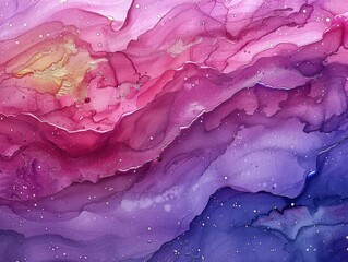 Obraz premium Watercolor textures with metallic accents, artistic and luminous, Digital, Bright hues, Painting, Shimmering beauty