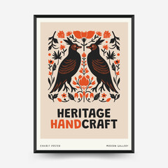 Abstract folk nordic art posters template. Modern trendy minimal style. Hand drawn design for wallpaper, wall decor, print, postcard, cover, template, banner.