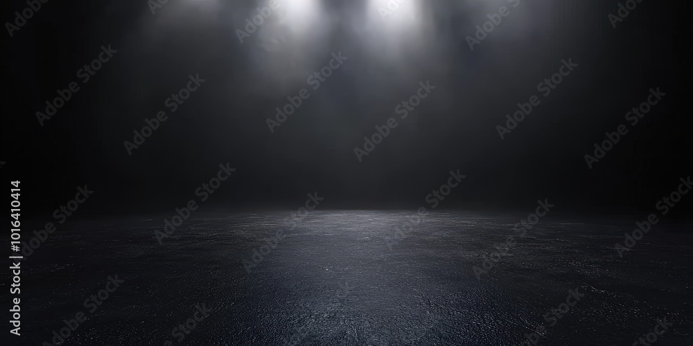 Poster dark empty floor with spotlight effect for productions