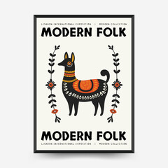 Abstract folk nordic art posters template. Modern trendy minimal style. Hand drawn design for wallpaper, wall decor, print, postcard, cover, template, banner.