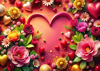Capture the essence of love with a beautifully romantic background filled with hearts and floral designs, perfect for enhancing Valentine's Day projects and expressions of affection.