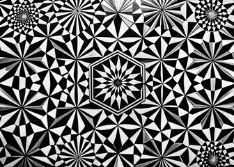 Fototapeta premium Chic black and white geometric motifs perfect for modern aesthetics, providing versatile backgrounds and textures that elevate the overall look of any artistic endeavor.