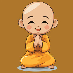 illustration vector of cute monk