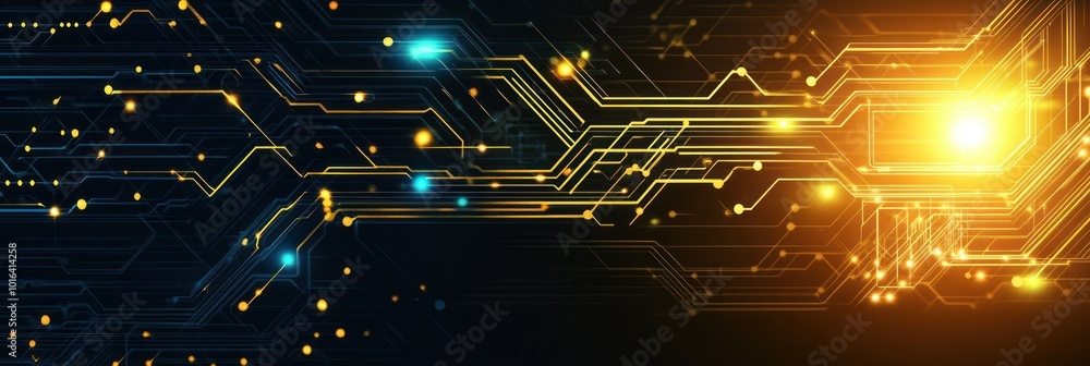 Aufkleber abstract digital circuit design with glowing elements, representing technology and innovation.