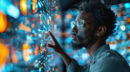 Futuristic Technology Interaction with Data Visualization