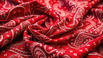Vibrant red bandana fabric fills the frame, its subtle texture and folds creating a bold, eye-catching background with a playful, rustic, and energetic vibe.