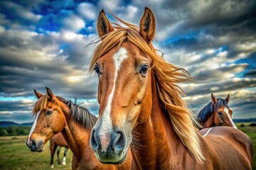 Obraz premium Majestic Close-up Portraits of Horses' Heads Showcasing Their Beauty and Unique Features in Nature
