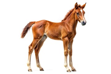 Obraz premium panoramic brown foal isolated on white