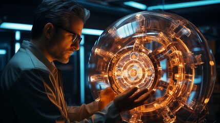 3d render Man doctor in futuristic medicine medical concept.