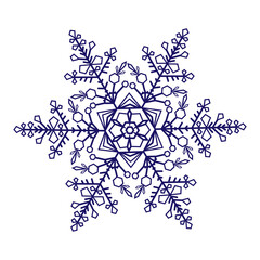 Blue snowflake on white background