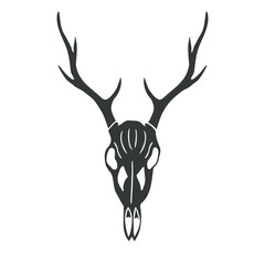 Vector hand drawn sketch doodle deer skull isolated on white background