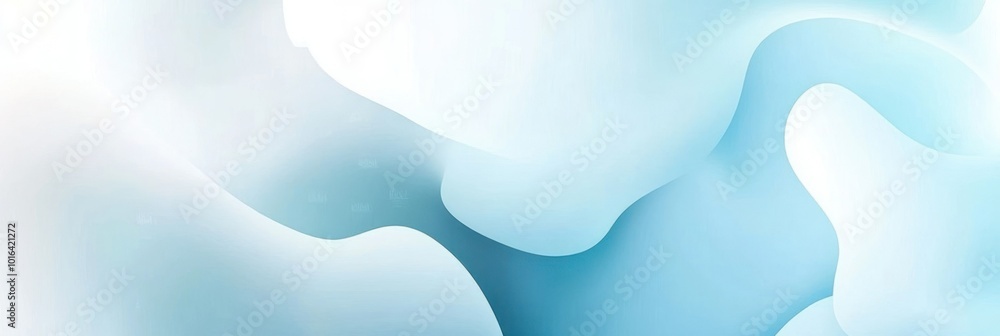 Poster abstract blue and white fluid shapes creating a calming visual effect.