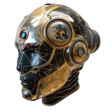 Mind-Reading Helmet On Transparent Background. 