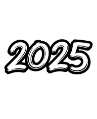 2025, lettering, sketch, black, white, new year	