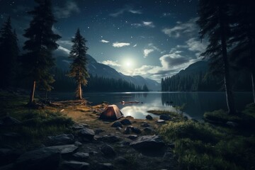 Fototapeta premium Outdoors landscape wilderness camping.