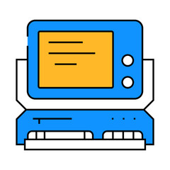 computer pc retro gadget line icon vector. computer pc retro gadget sign. isolated symbol illustration