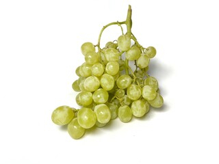 Fresh seedless green grape isolated by white background