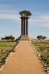 The Olive Columns Park on Kibbutz Ramat Rachel near Jerusalem, Israel.