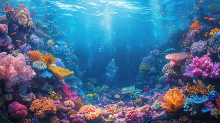 Vibrant Underwater Coral Reef Scene