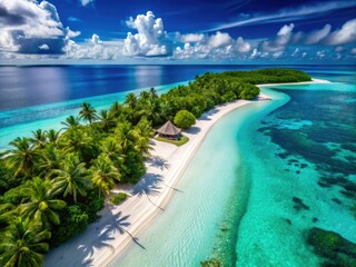 Obraz premium Stunning Maldives Beaches with Crystal Clear Water, White Sand, and Lush Tropical Surroundings