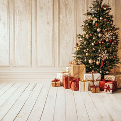 Christmas photo very big background for  family groups, clean natural white creme style color style wall and floor