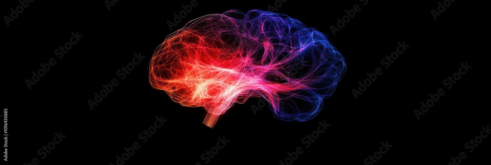 Poster a colorful representation of a brain, symbolizing creativity and intelligence.
