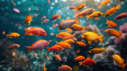 Vibrant Coral Reef Fish Swimming in Clear Water