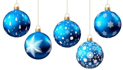 Blue  Christmas  ball  with pattern  isolated on white background.