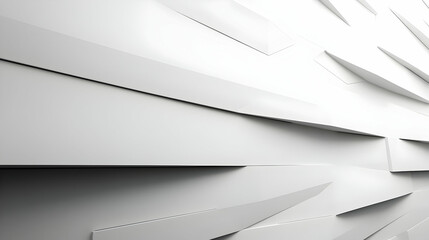 Abstract White Geometric Pattern Background with Overlapping Shapes in 3D Perspective