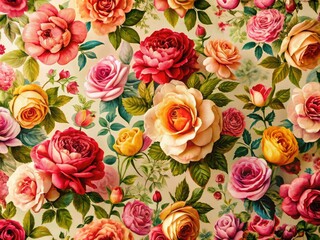 Transform your space with elegant floral roses wallpaper, perfect for home decor. This vintage-style design brings a romantic touch to any background. Ideal for dreamy interiors.