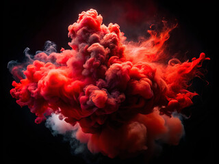 Fototapeta premium stunning display of beautiful red smoke billowing against black background, creating dramatic and captivating visual effect. swirling patterns evoke sense of mystery and intrigue