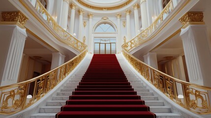 Elegant Red Carpet Staircase in Luxurious Interior