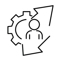 Change of professional activity. Vector linear icon isolated on white background.