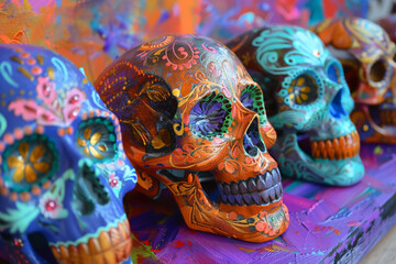 Beautiful greeting card with bright holiday composition for happy to joy celebrate dia de muertos