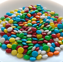 close up shot of colorful chocolate candies 