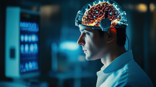 A researcher tracks brain activity with advanced tools in an innovation-focused lab