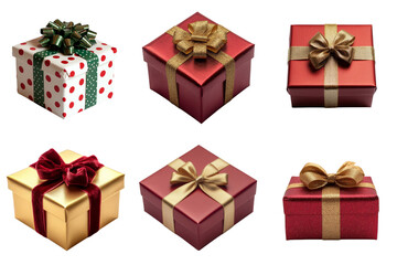 Obraz premium Collection of Christmas, Birthday Gifts Boxes isolated on transparent background.