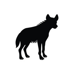Hyena black and white silhouette or outline 