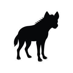 Hyena black and white silhouette or outline 