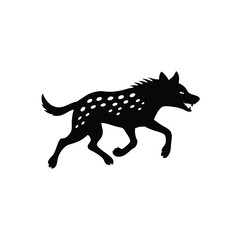 Hyena black and white silhouette or outline 