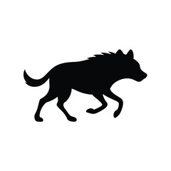 Hyena black and white silhouette or outline 