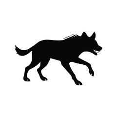Hyena black and white silhouette or outline 