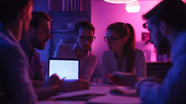 Cross-functional team collaborating on project during a dynamic brainstorming session